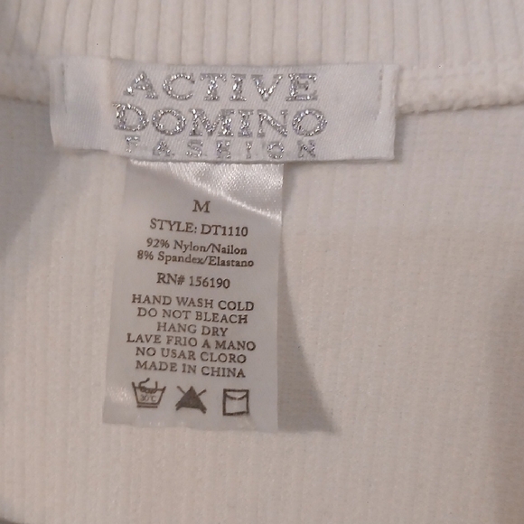 White Ribbed Crop Hoodie with Mandarin Collar - Picture 2 of 4